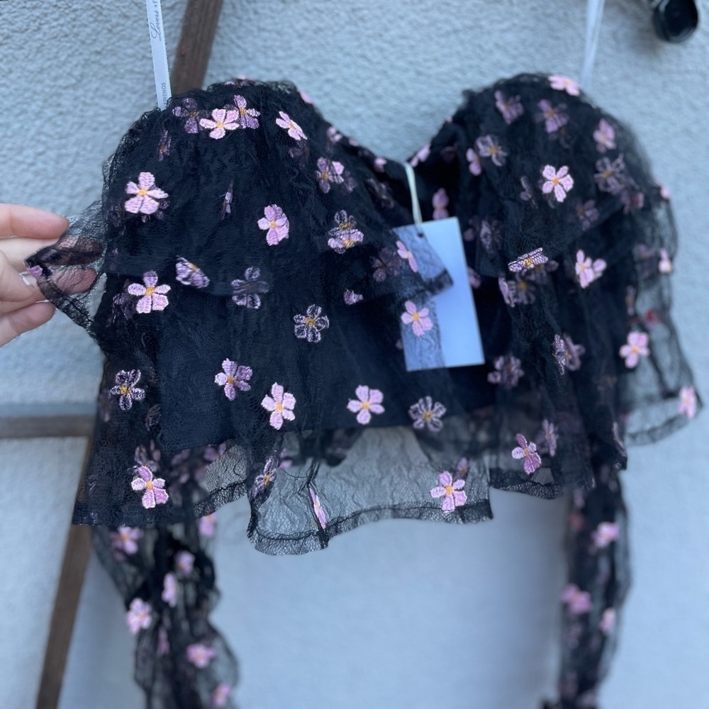 Lovers + Friends Juliana Floral Mesh Crop Top - Picture 9 of 12